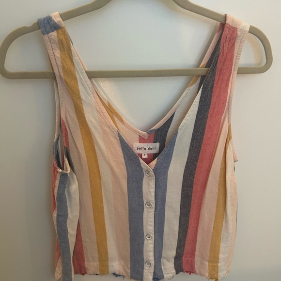 Bella Dahl Pink and Blue Crop Tank Top - Picture 1 of 5